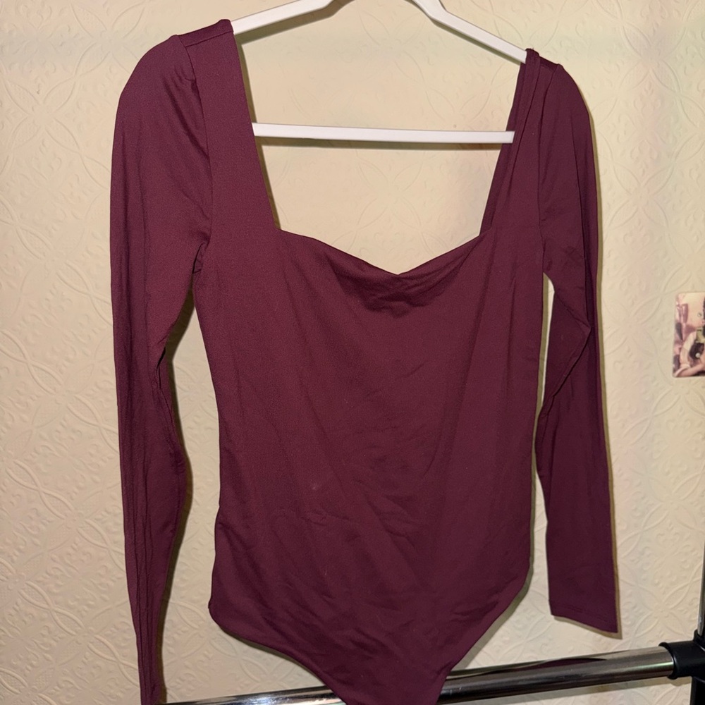 Nuuds Red square neck Long Sleeve Bodysuit